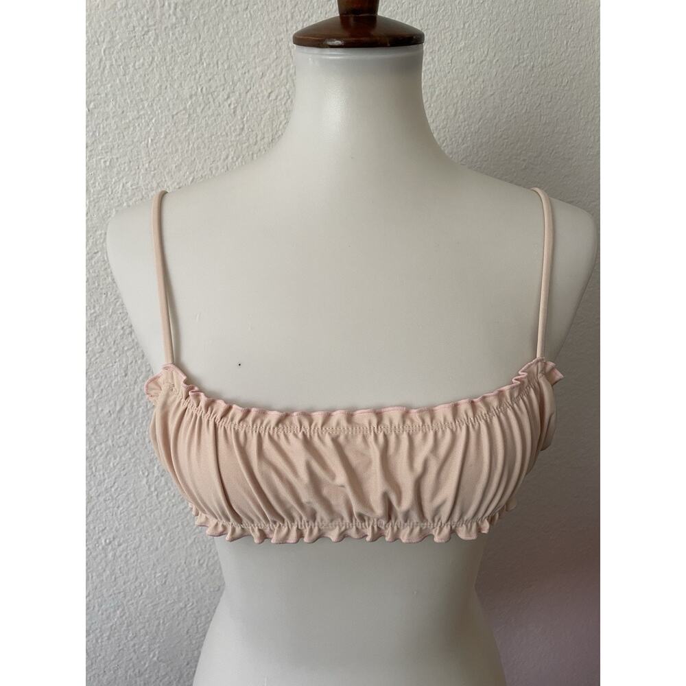 Aila Blue Swim Bikini Top Lacy Ruffed Swimwear Beach Summer